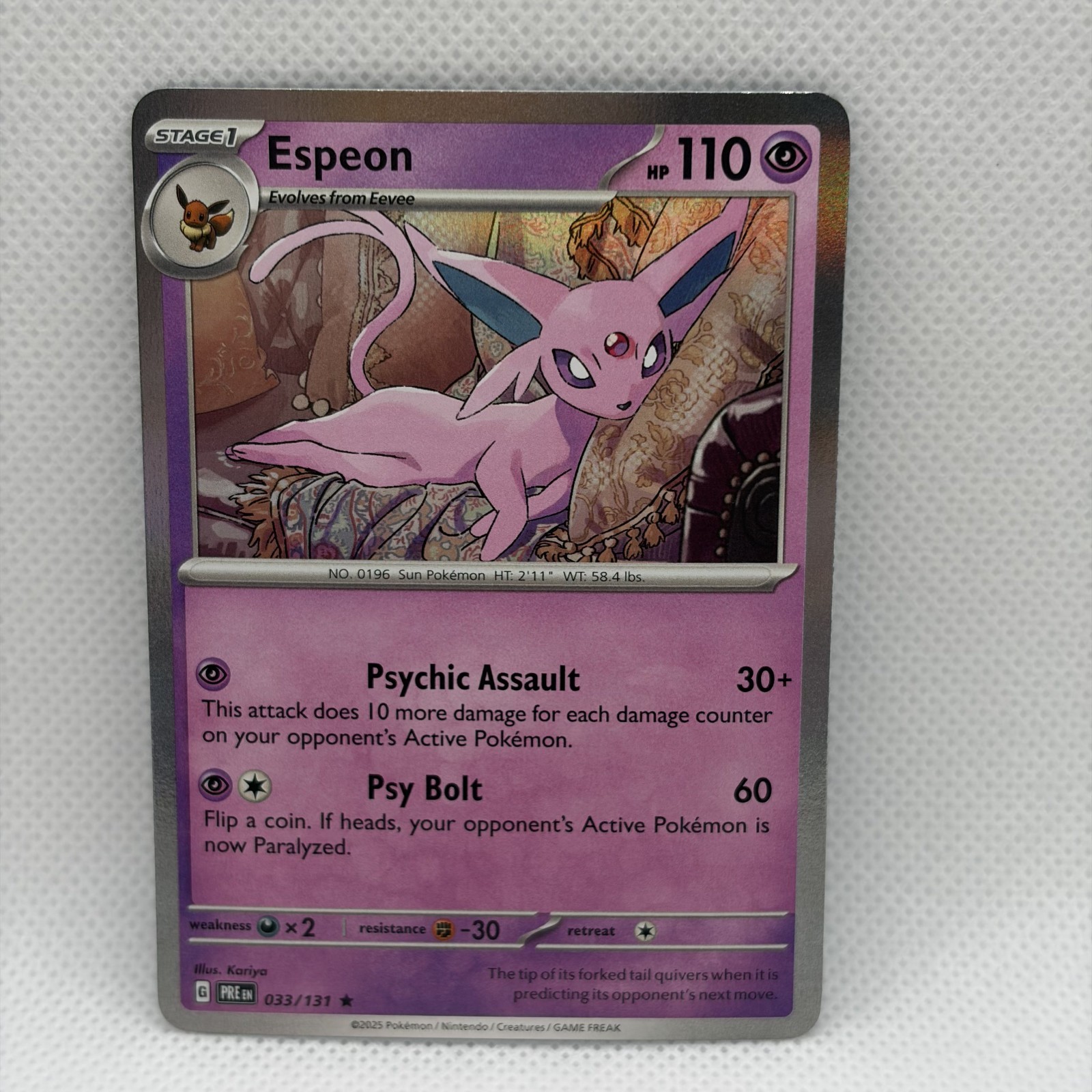 Espeon 033/131 Rare Holofoil -Pokemon TCG Prismatic Evolution NM condition