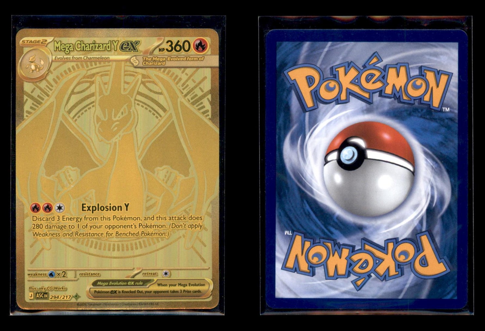 MEGA CHARIZARD Y EX 294/217 MEGA HYPER RARE ASCENDED HEROES POKEMON HOLO LP