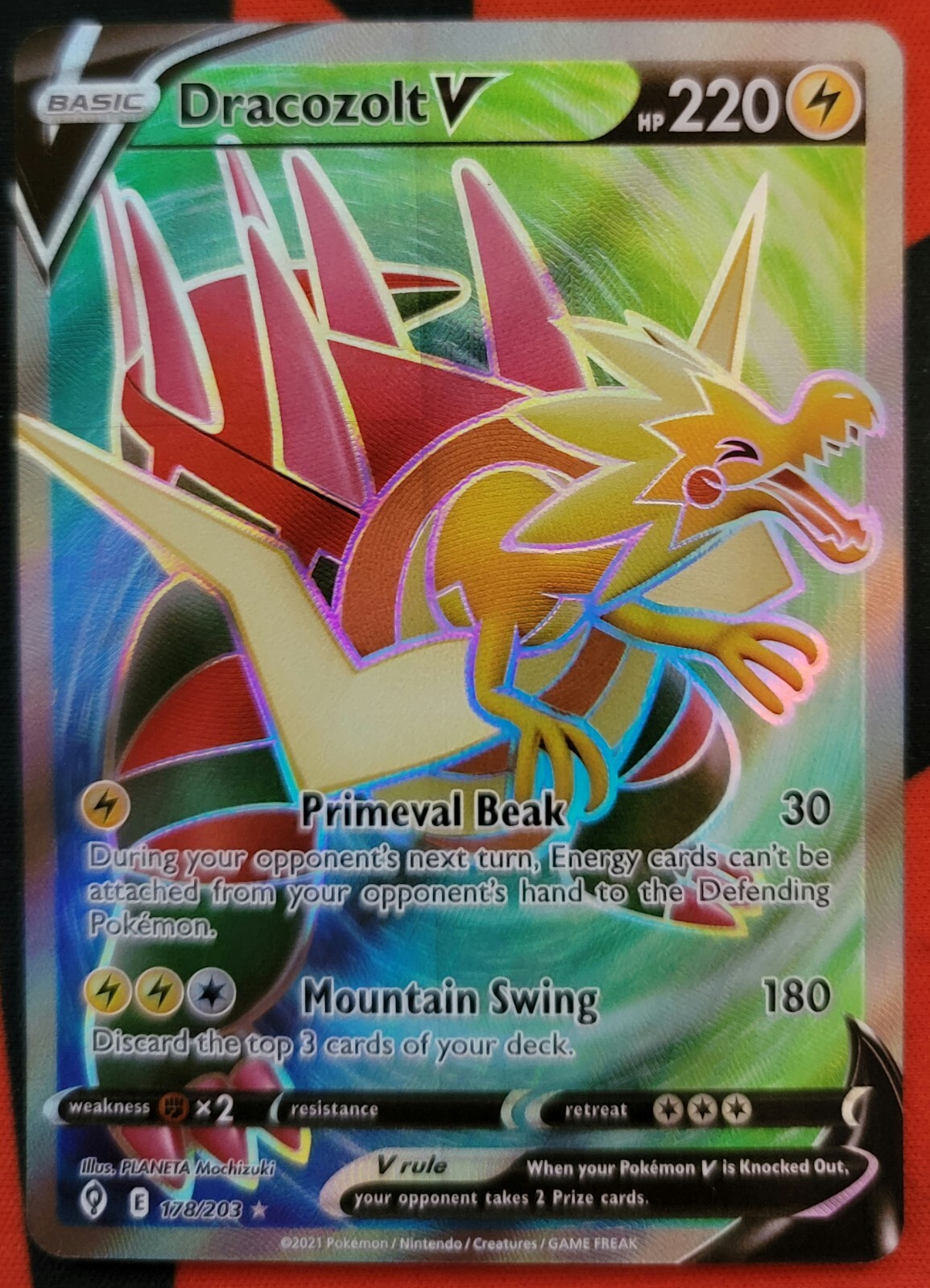 Pokemon TCG Card Evolving Skies 178/203 Dracozolt V -Ultra Rare – NM – Full Art