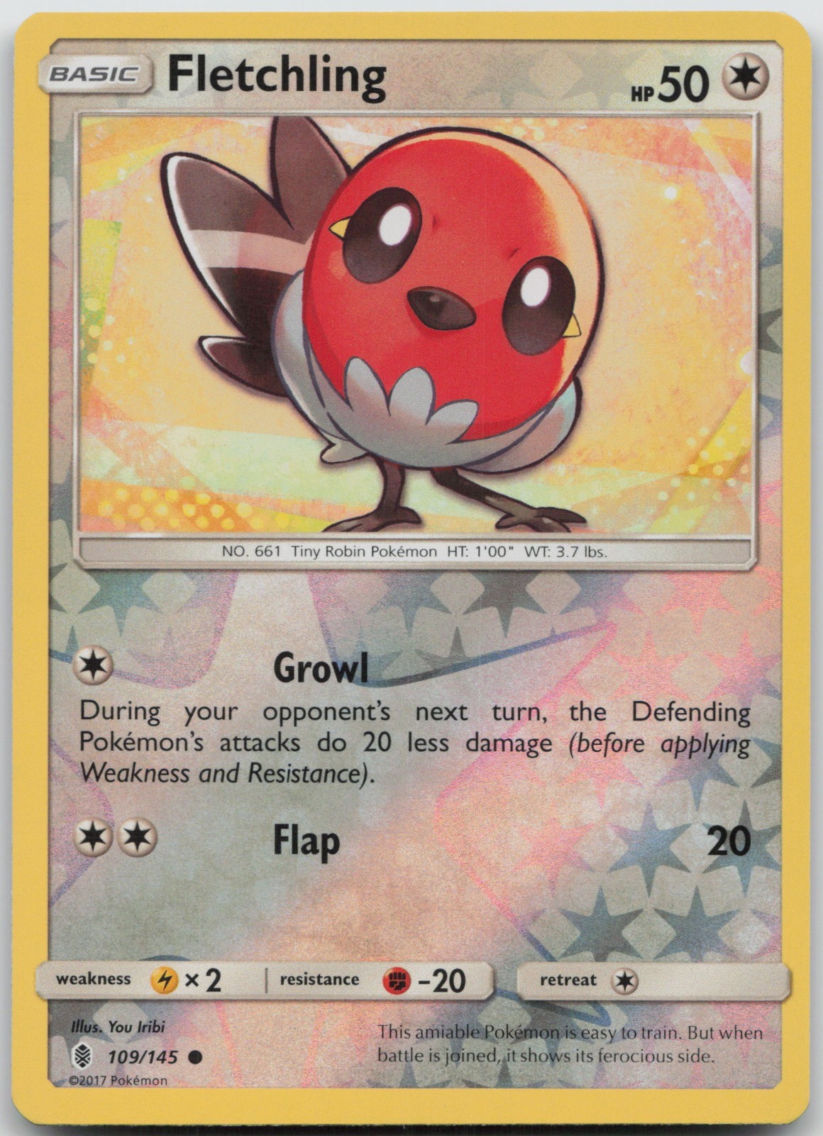 Fletchling Common Reverse Holo SM – Guardians Rising 109/145 NM You Iribi