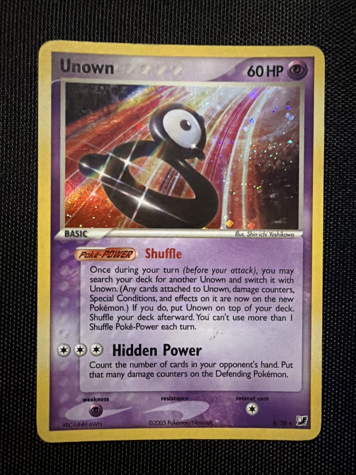 Pokémon Unown B/28 EX Unseen Forces Holo Rare Basic 60 HP Card 2005 LP/MP