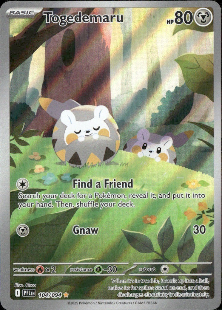 Togedemaru Illustration Rare ME02: Phantasmal Flames 104/094 NM Bun Toujo
