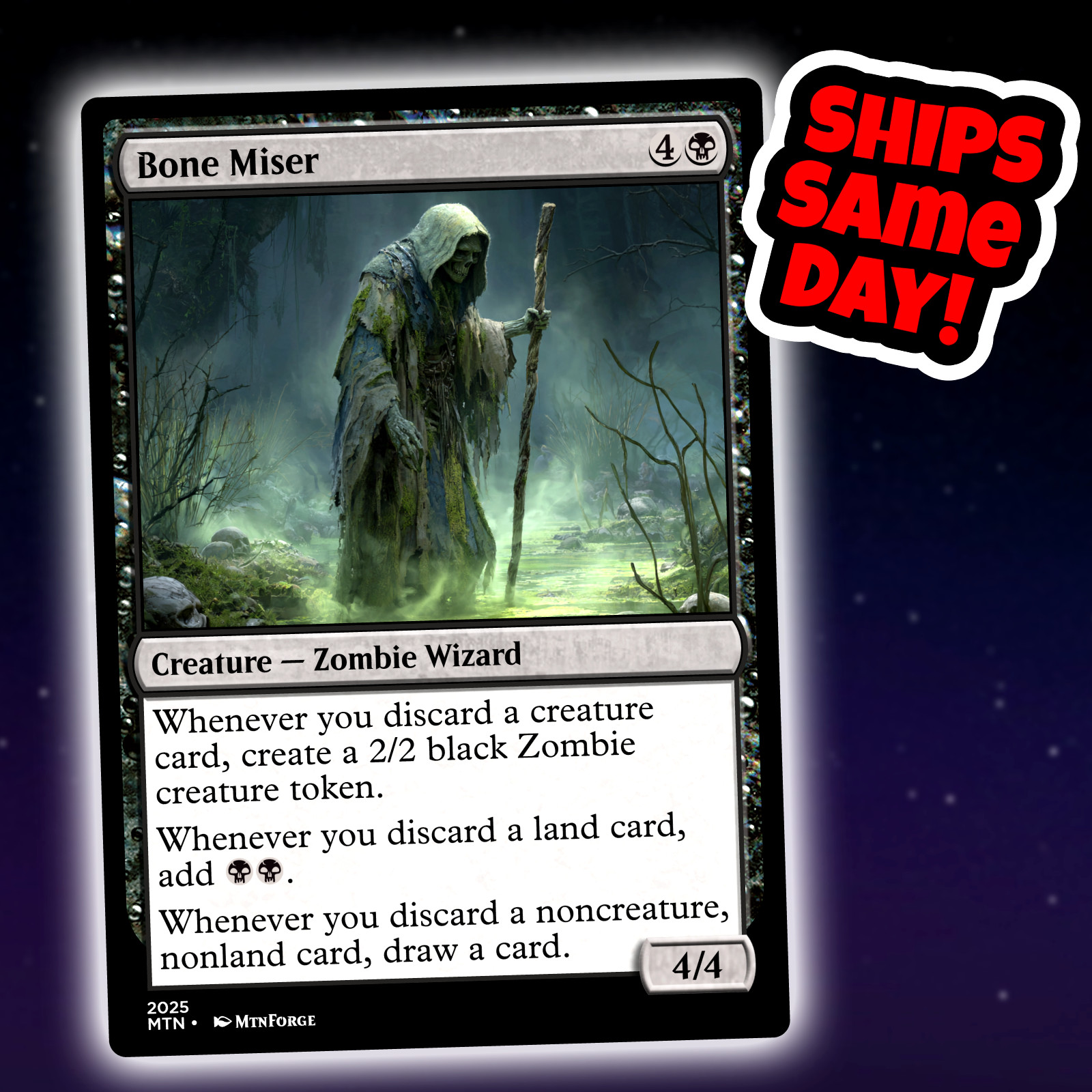 Bone Miser – Custom Art Magic: The Gathering Playtest Card – Commander EDH