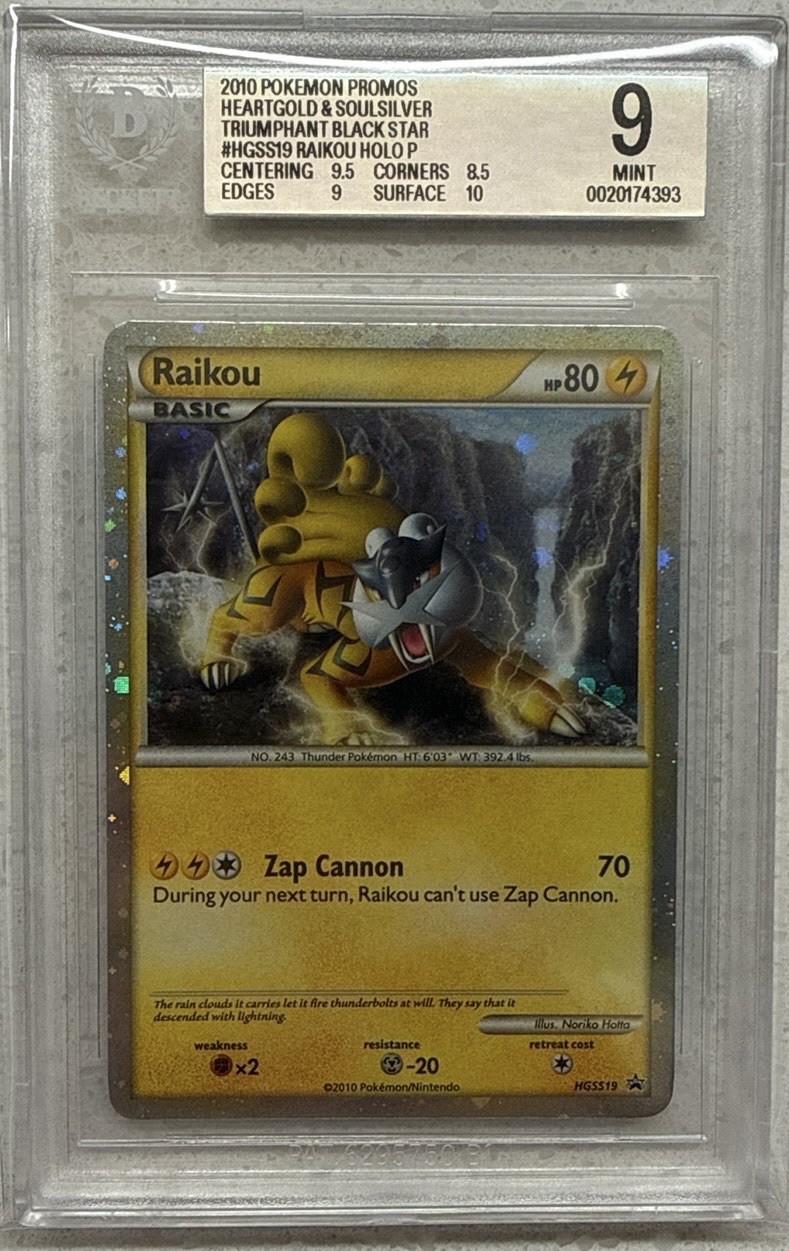 Pokemon 2010 HGSS Black Star Promo Raikou HGSS19 Holo BGS 9 TCG Card | POP 1