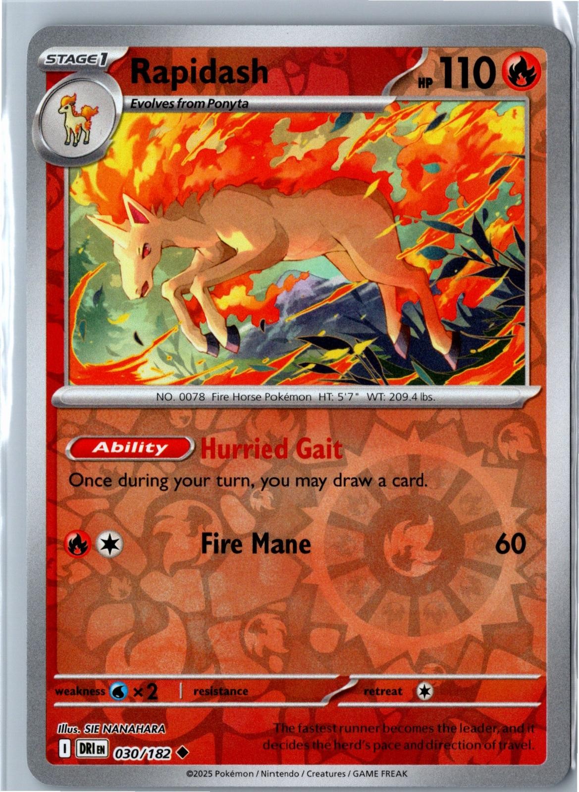 Rapidash Destined Rivals 030/182 Uncommon Reverse Holo Near Mint Modern