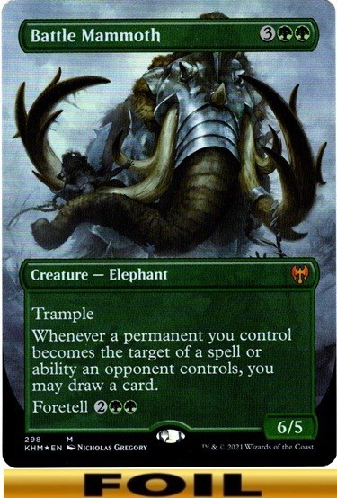 Battle Mammoth ** FOIL BORDERLESS #298 ** Kaldheim – NM MTG