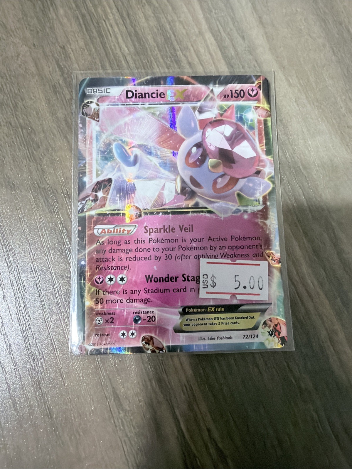 Diancie EX 72/124 Holo Rare EX Fates Collide Pokemon NM