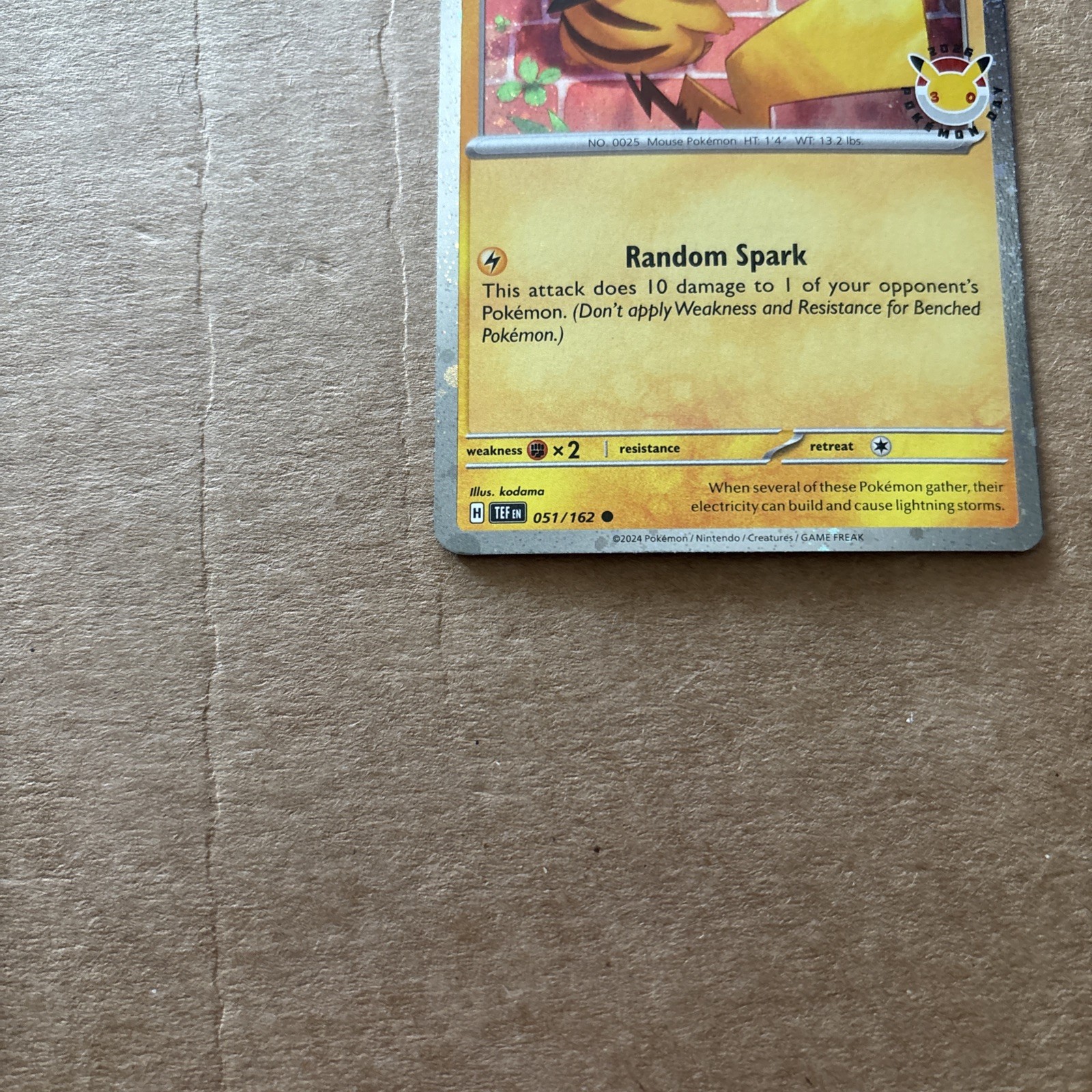2026 Pikachu 051 SWIRL Stamped Pokemon Day 30th Anniversary Promo Card NM/M