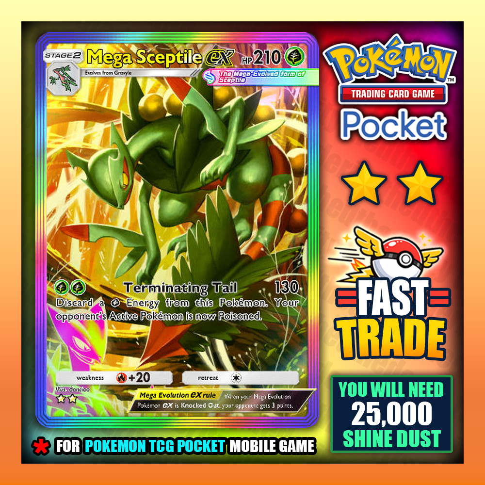 Pokemon TCG Pocket – Mega Sceptile EX – 🌈 Rainbow Art – Pulsing Aura – ✅