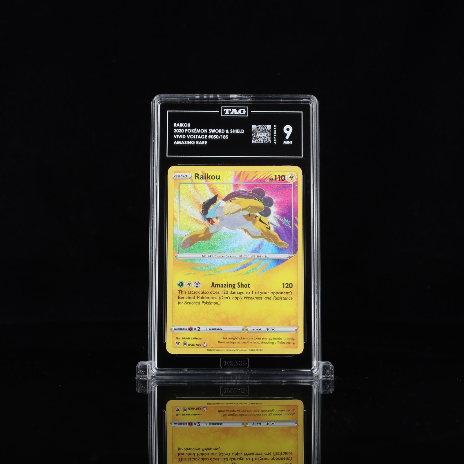 Raikou Vivid Voltage 050/185 Pokemon TCG Holo Amazing Rare TAG 9