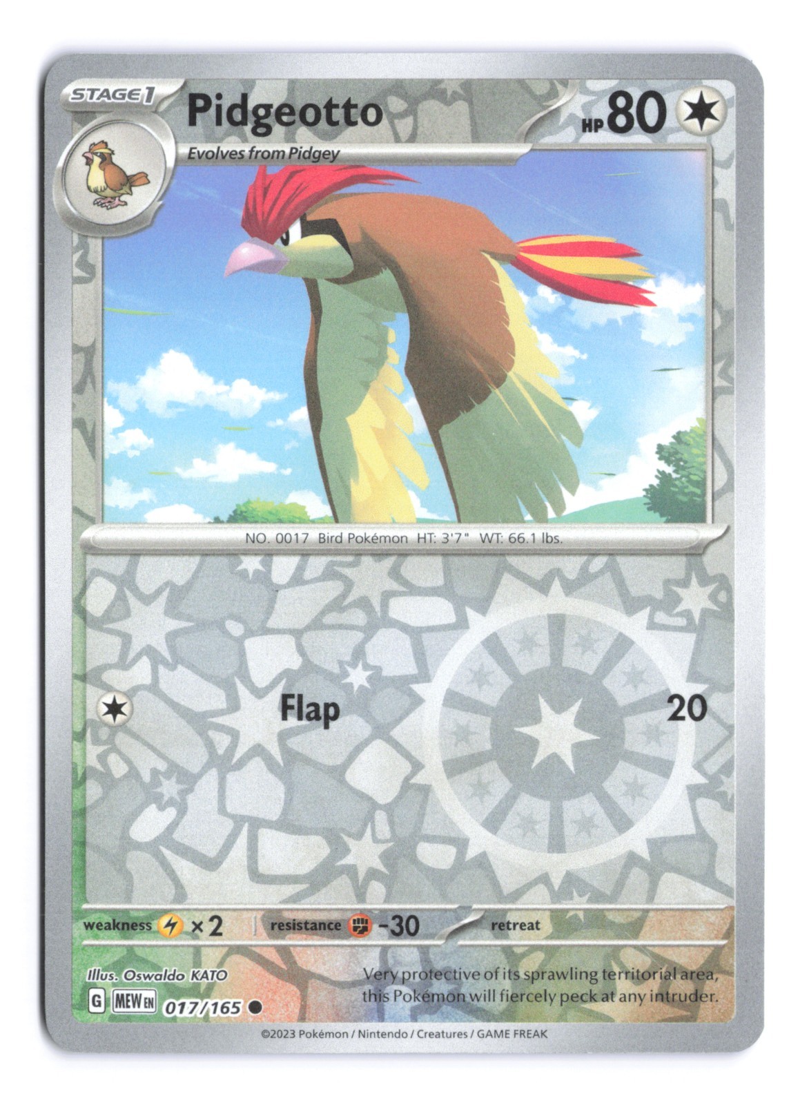 2023 Near Mint Pokemon Pidgeotto 017/165 Reverse Holo Scarlet Violet 151 English
