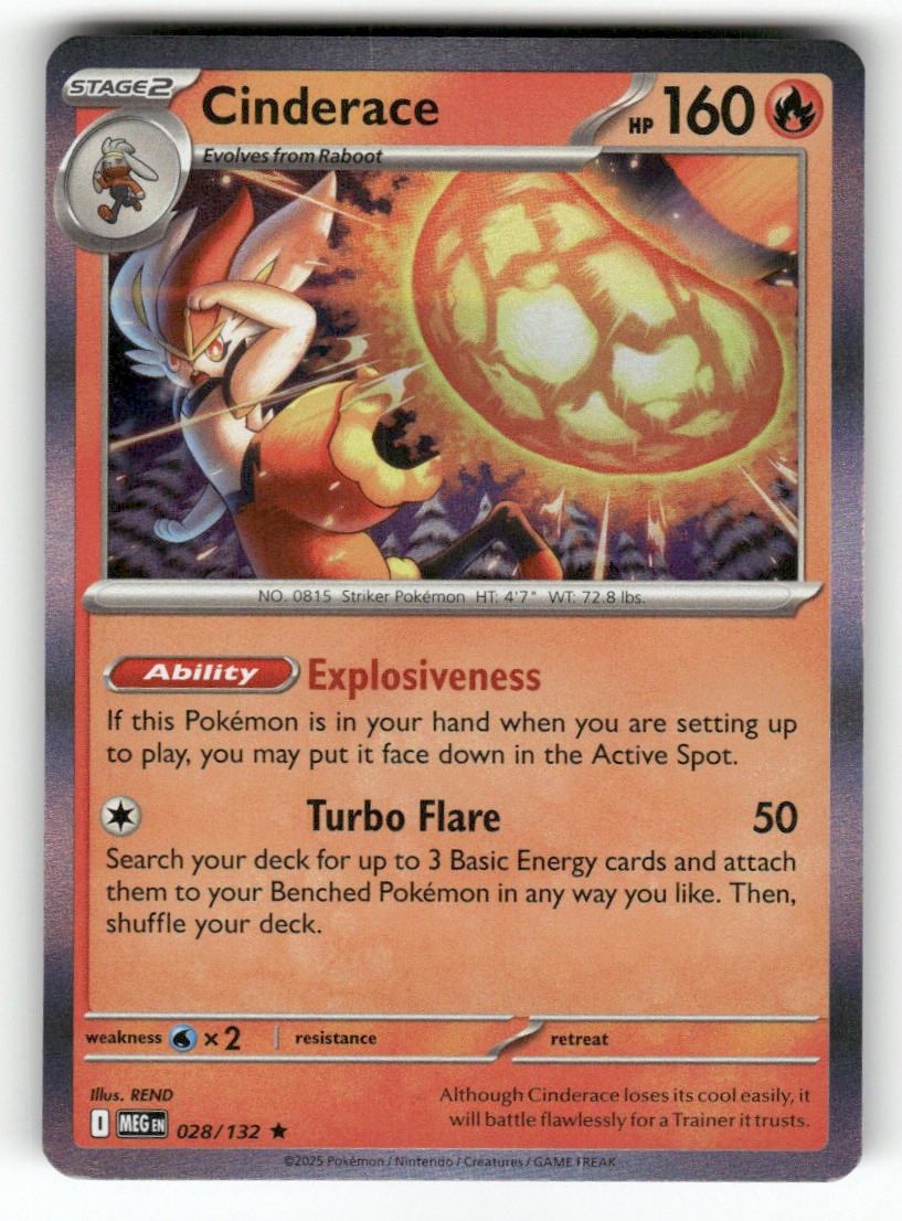 Cinderace 028/132 Rare Prize Pack Series Cards Pokemon Holo Near Mint