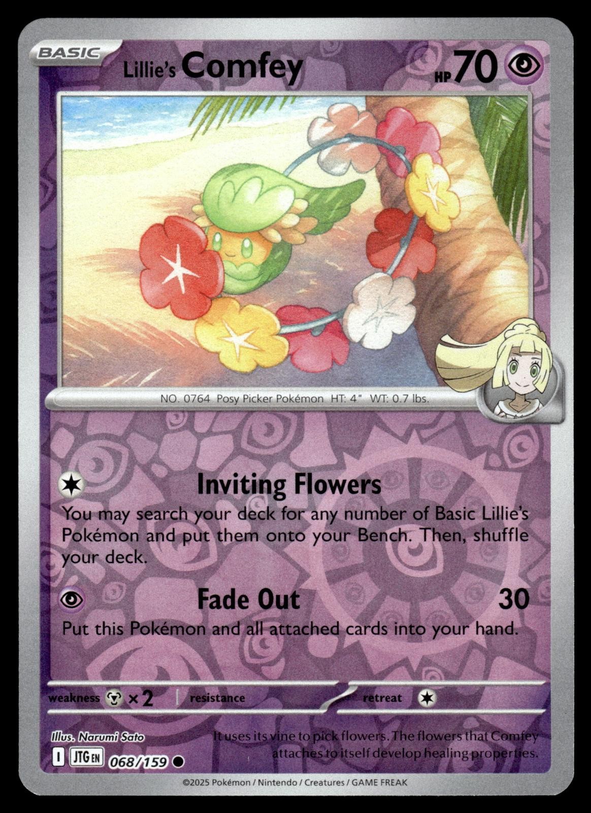 Lillie’s Comfey 068/159 Common Journey Together Pokemon Reverse Holo Near Mint