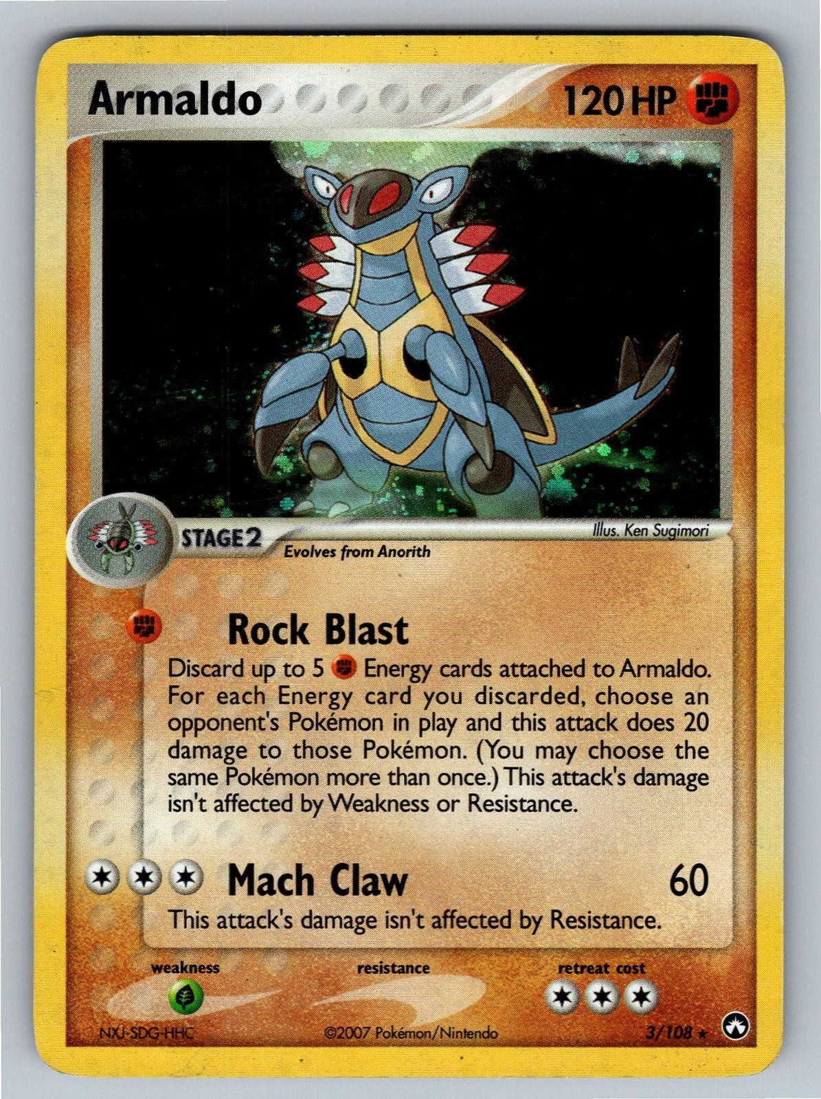 Armaldo 3/108 Holo Rare Power Keepers Pokemon Moderately Played