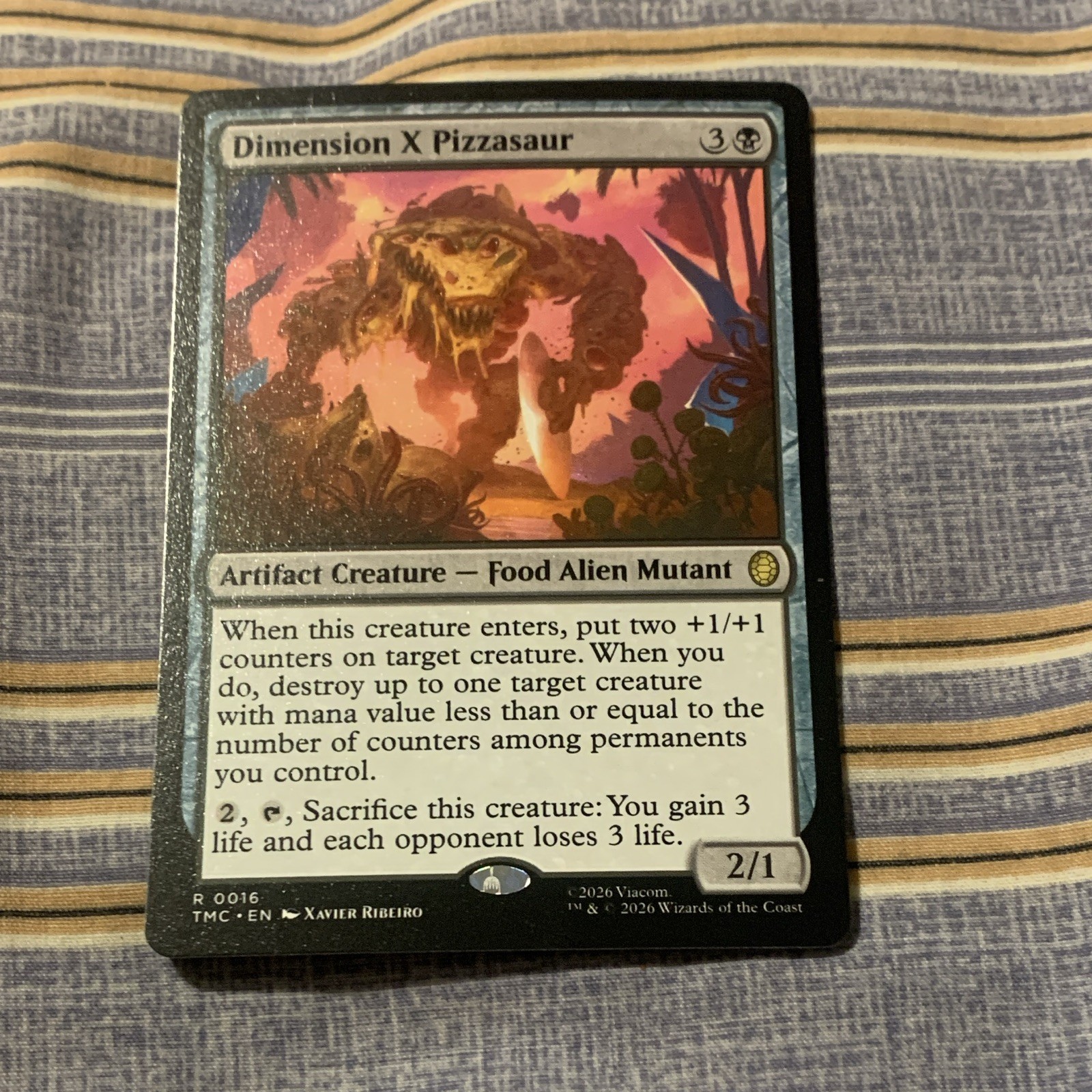 Wizards of the Coast MTG Dimension X Pizzasaur R 0016 Regular Rare Black ENG