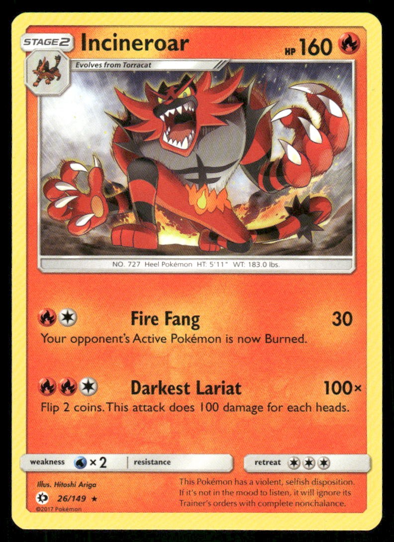 Incineroar 26/149 – SM Base Set – Rare NM