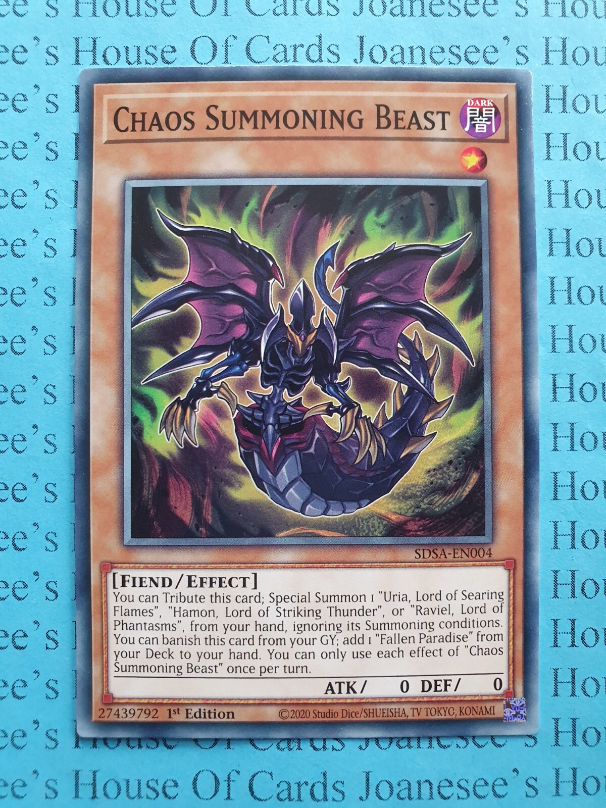 SDSA-EN004 Chaos Summoning Beast Yu-Gi-Oh Card 1st Edition New