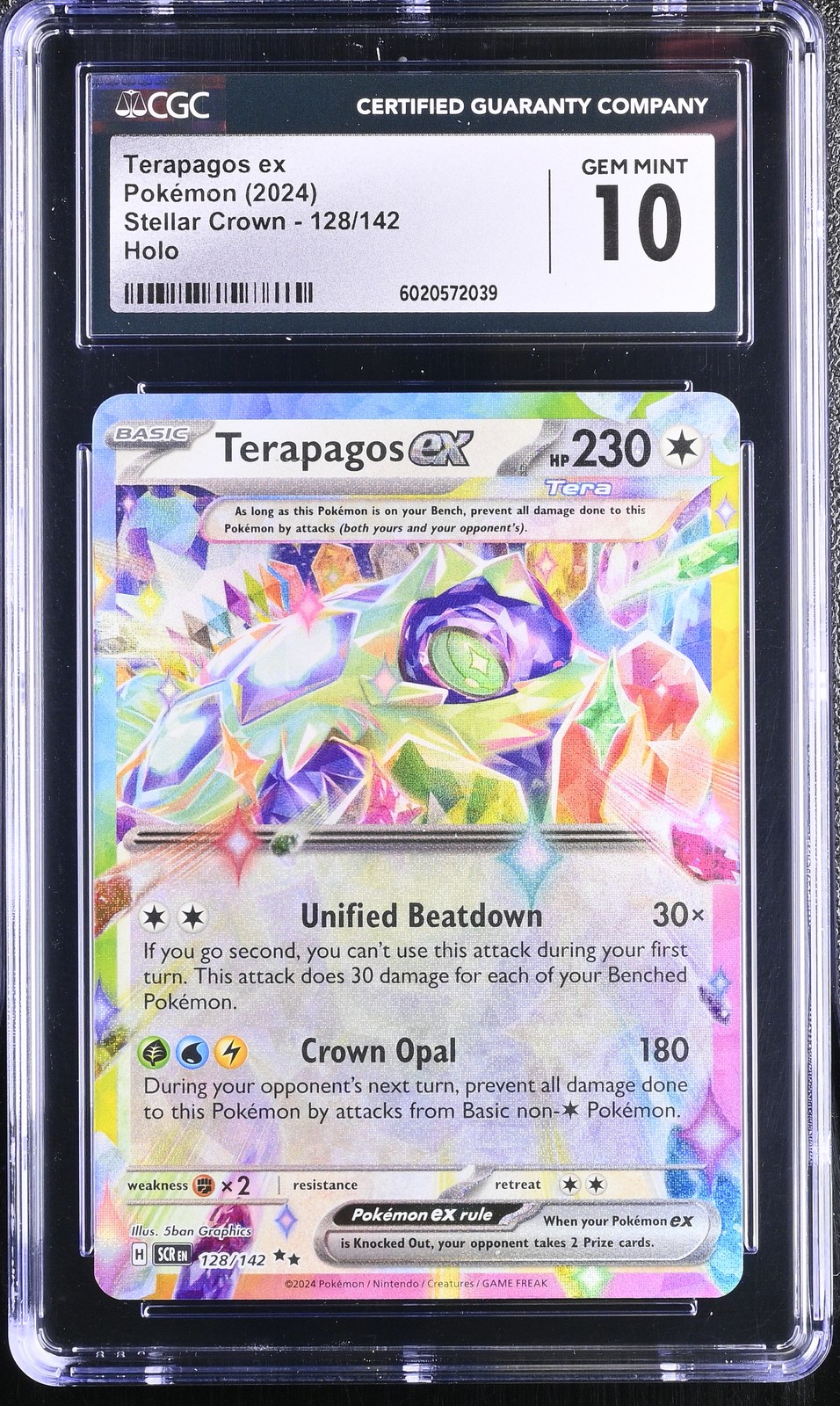 Terapagos Ex 128/142 CGC GEM MINT 10 Stellar Crown Graded Card Pokemon Slab