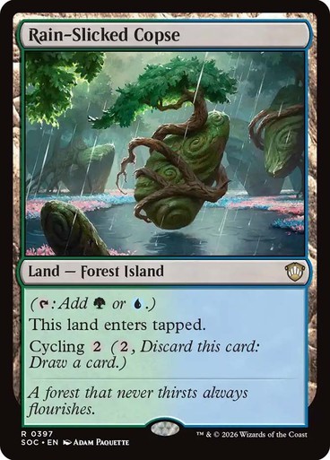 NM Rain-Slicked Copse, MTG, Strixhaven Commander, Magic the Gathering, 397