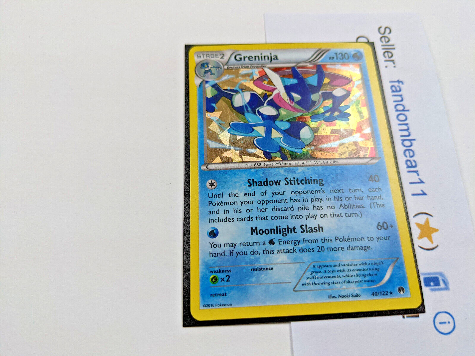 Greninja SHATTERED HOLO Cracked Ice PROMO card 40/122 XY Breakpoint 2016 Pokemon