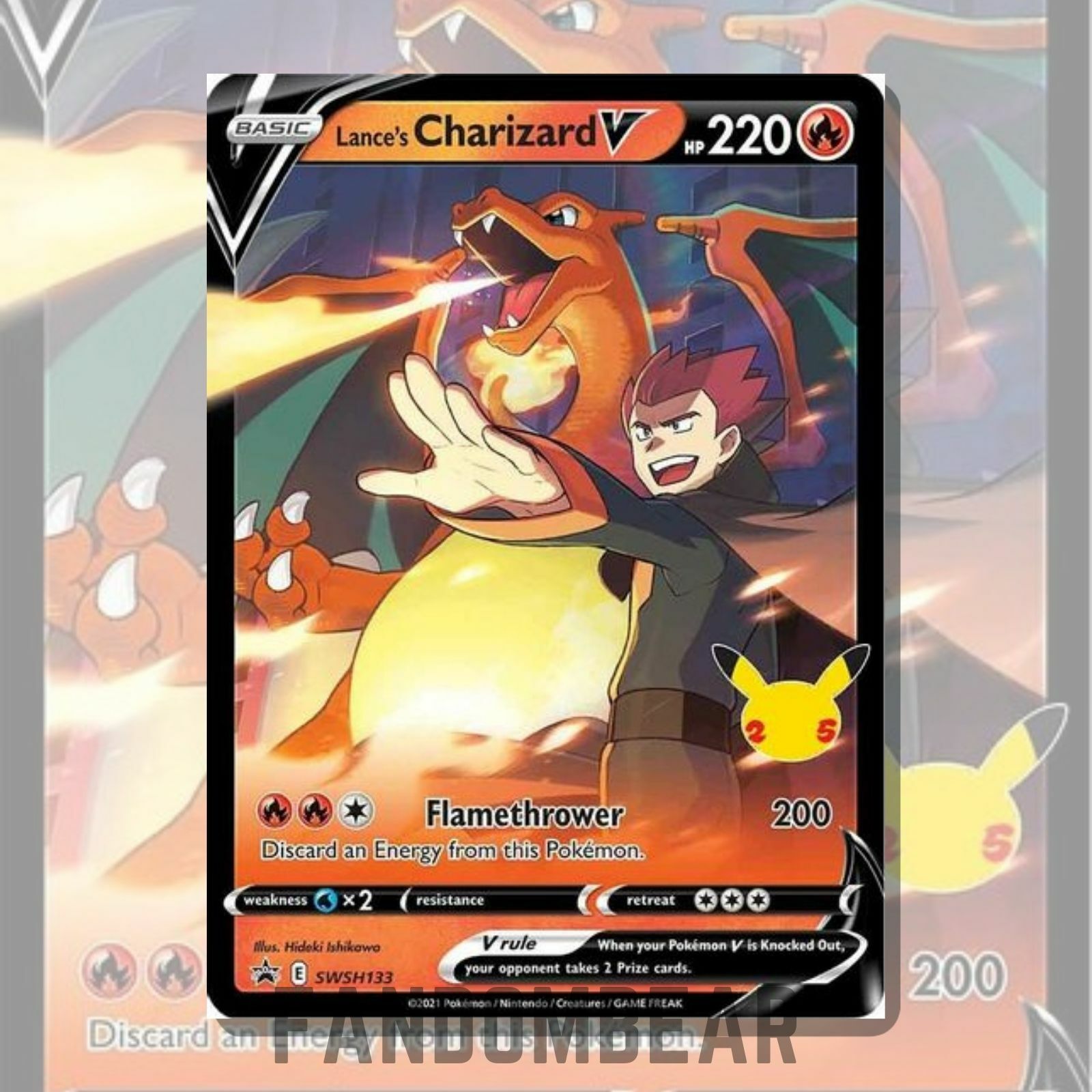 Lance’s Charizard V SWSH133 Black Star PROMO card 2021 Pokemon Celebrations TCG