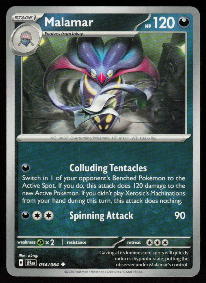 Malamar 034/064 Uncommon Shrouded Fable Pokemon Near Mint