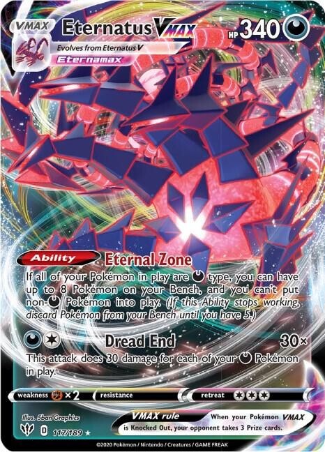 Pokemon Darkness Ablaze Eternatus VMAX Full Art Holo 117/189 Ultra Rare