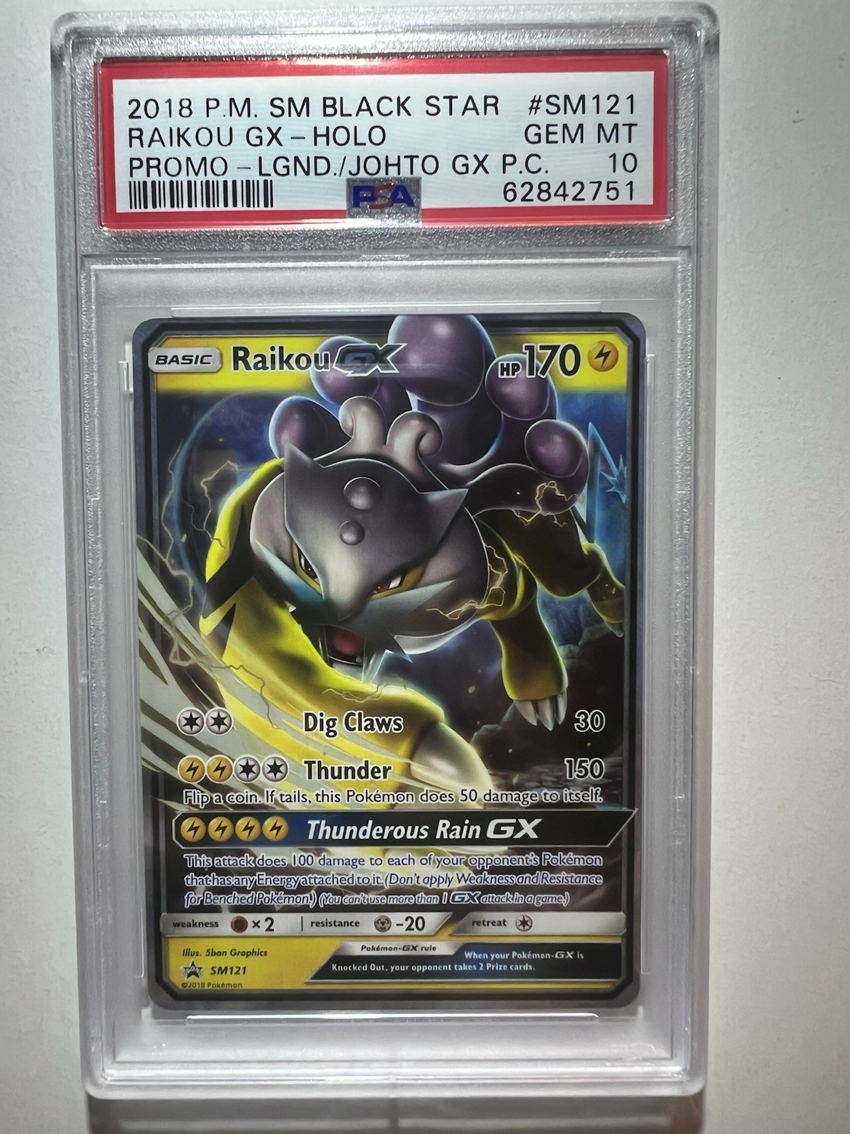 The Pokémon Company Raikou GX SM Black Star Promo Holo PSA 10 ENG 2018 SM121