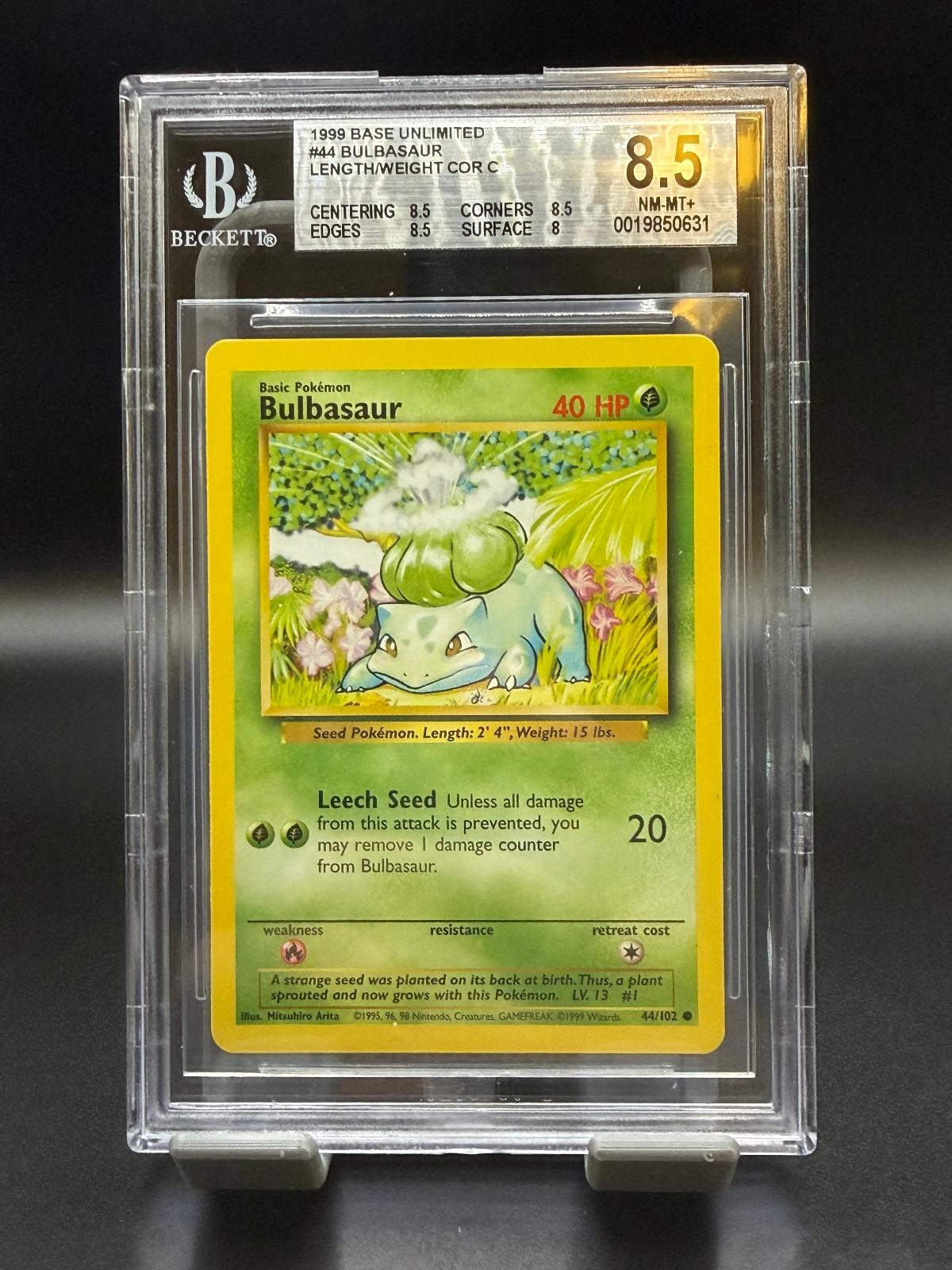 Bulbasaur 44 Base Unlimited Pokemon Bgs 8.5 Silver