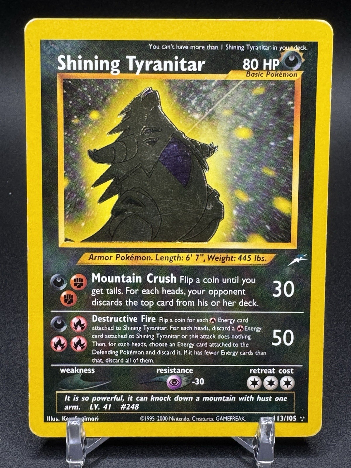 Neo Destiny Shining Tyranitar 113/105 Secret Rare Holo!!