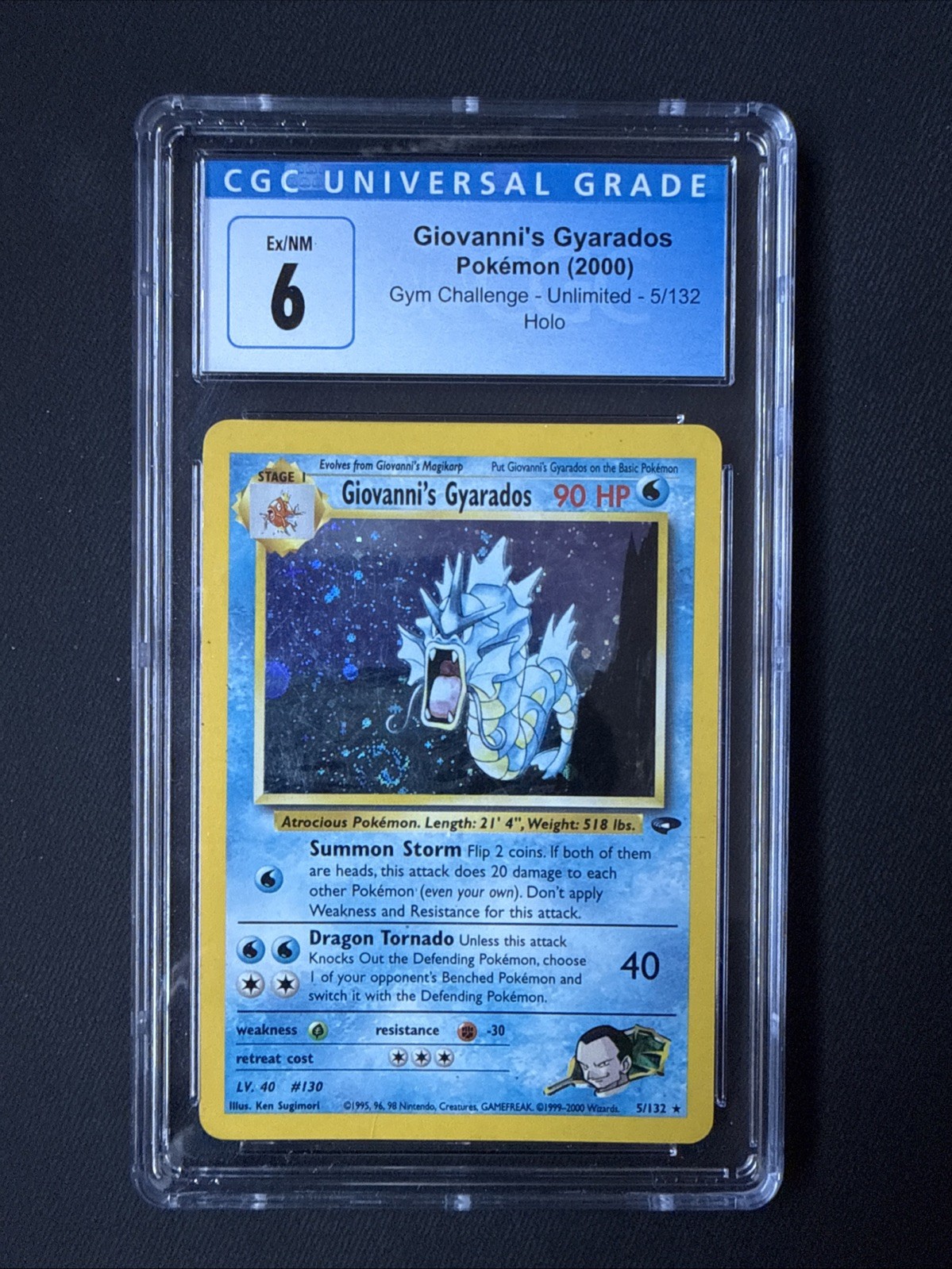 Pokemon Card Giovanni’s Gyarados Gym Challenge Unlimited WITH SWIRL 🌀 CGC 6