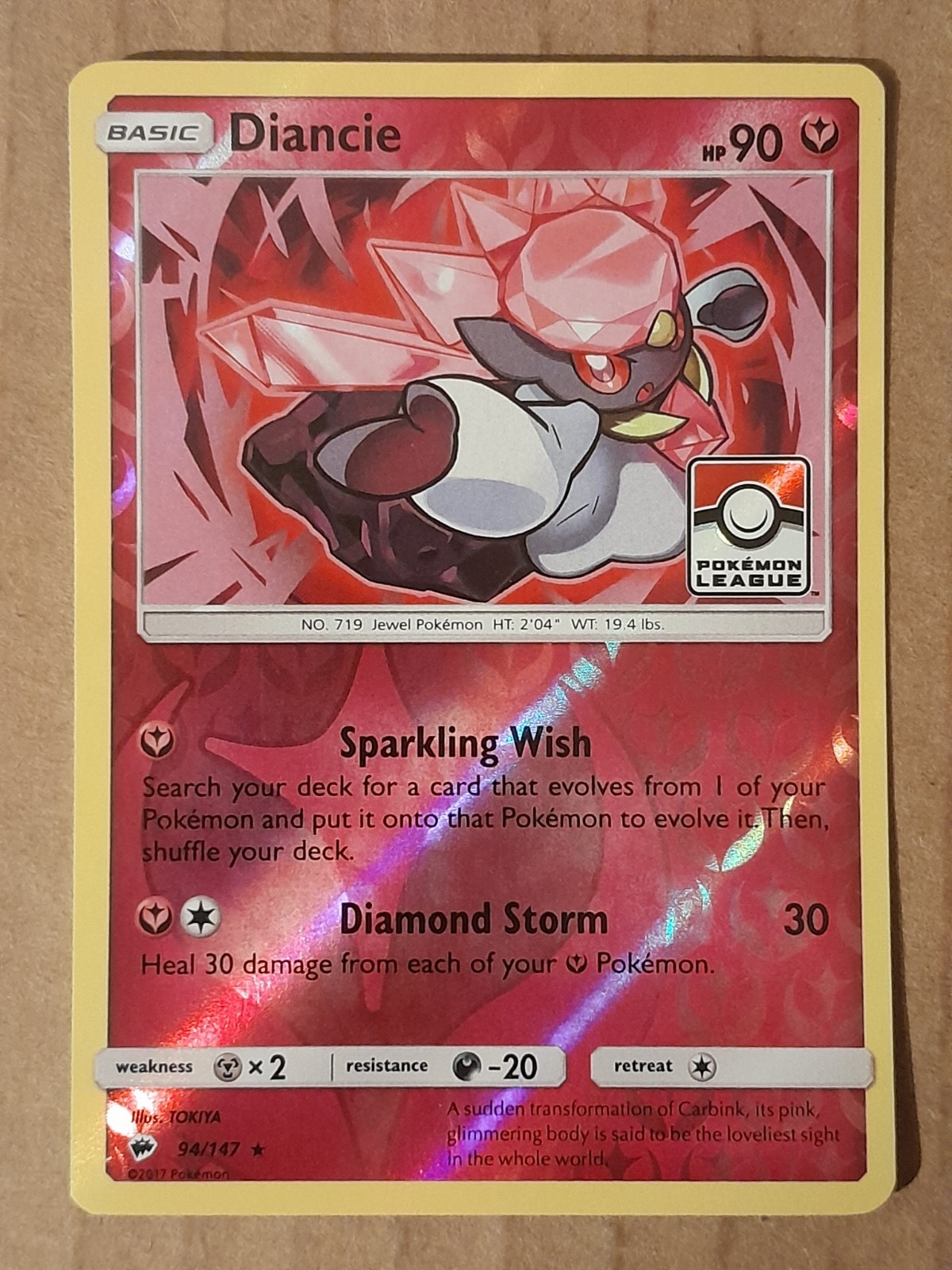 Diancie 94/147 League Reverse Holo Promo NM-Mint See Pictures