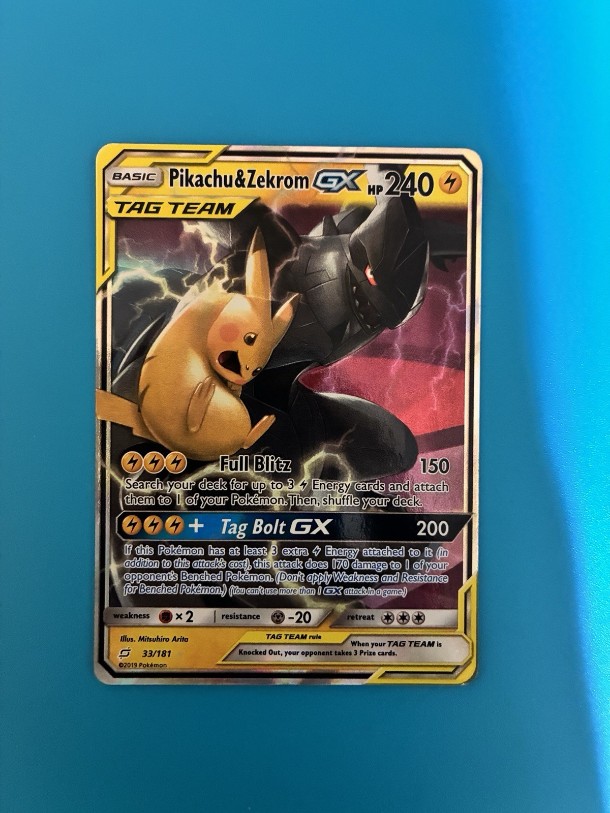 Pikachu & Zekrom GX 33/181 Sm-Team Up Holo
