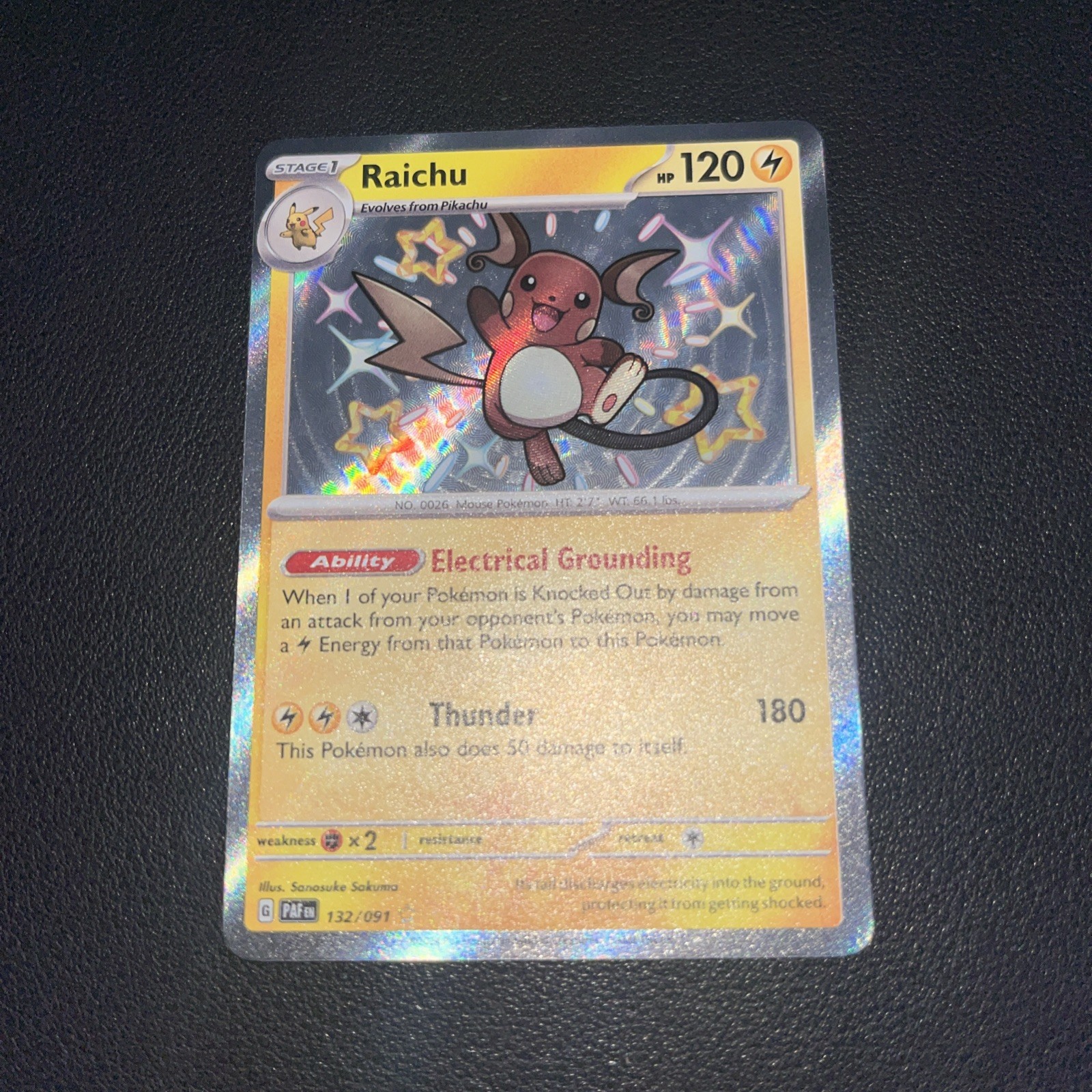Raichu Shiny Rare SV: Paldean Fates 132/091 NM
