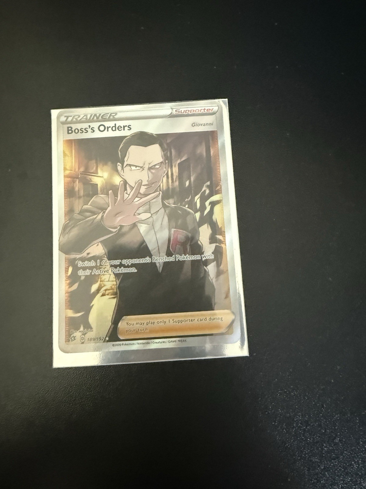 Pokémon TCG Boss’s Orders Trainer Full Art Holo Rare Card 189/192