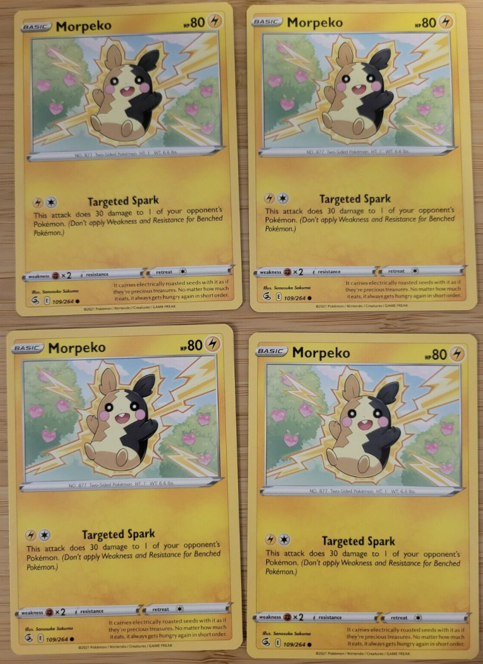 Pokemon – 4x Morpeko 109/264 – Fusion Strike – NM/M -New