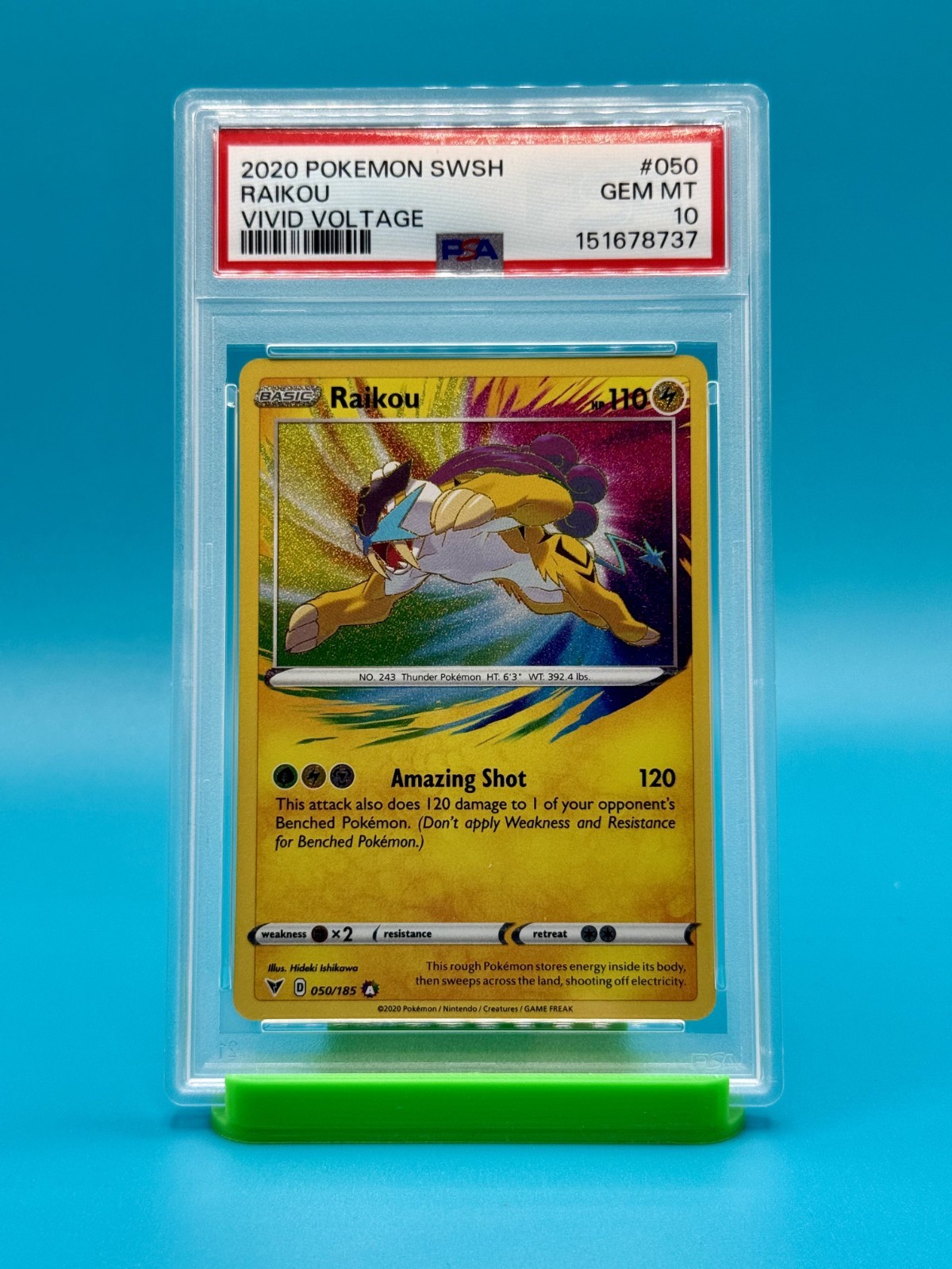 PSA 10 – 2020 Pokemon SWSH Vivid Voltage Raikou #050