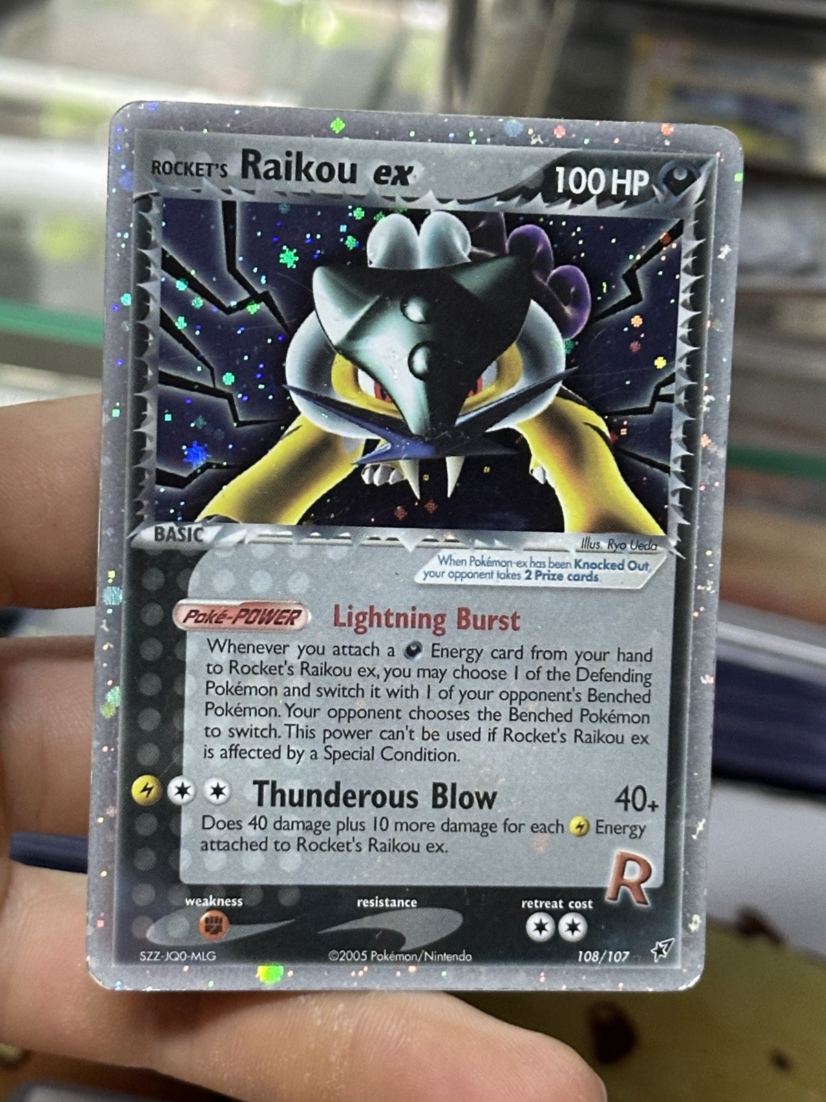 #2 PARTIAL HOLOBLEED Rocket’s Raikou ex 108/107 EX Deoxys 2005 Holo Rare Pokémon