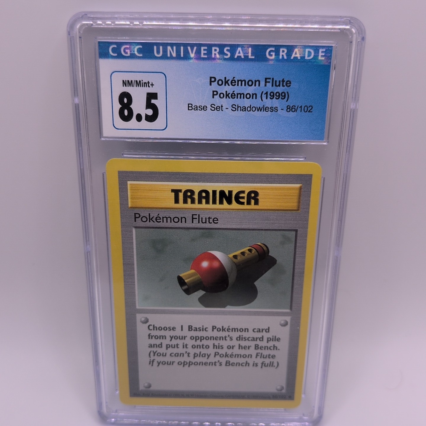 1999 Pokemon Pokemon Flute Base Set # 86/102 shadowless Non-Holo CGC 8.5