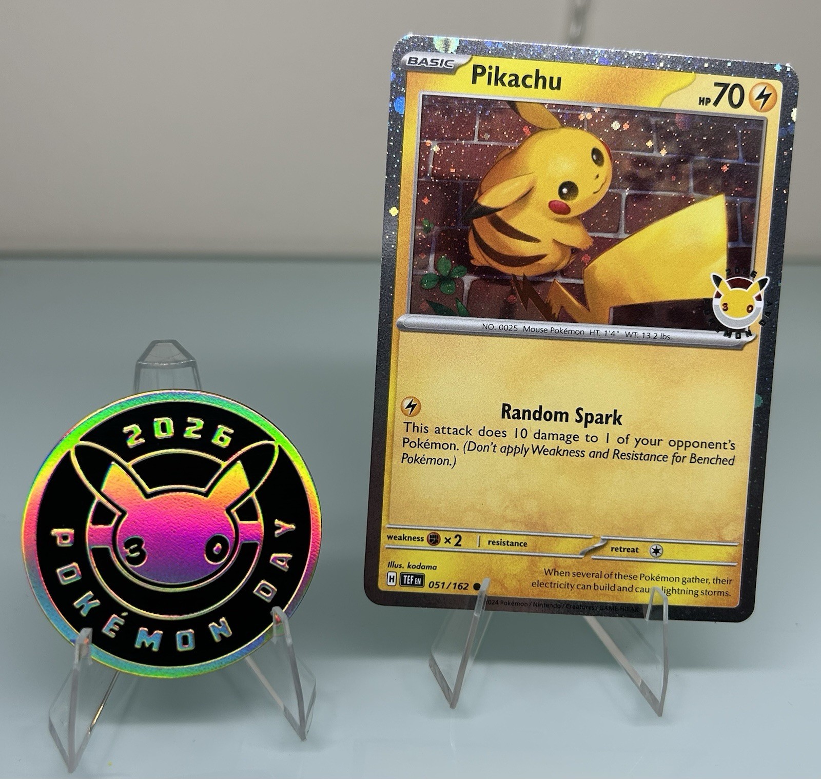 Pokémon Cosmos Holo Pikachu 51/162 Temporal Forces 30th Anniversary Pokemon Day