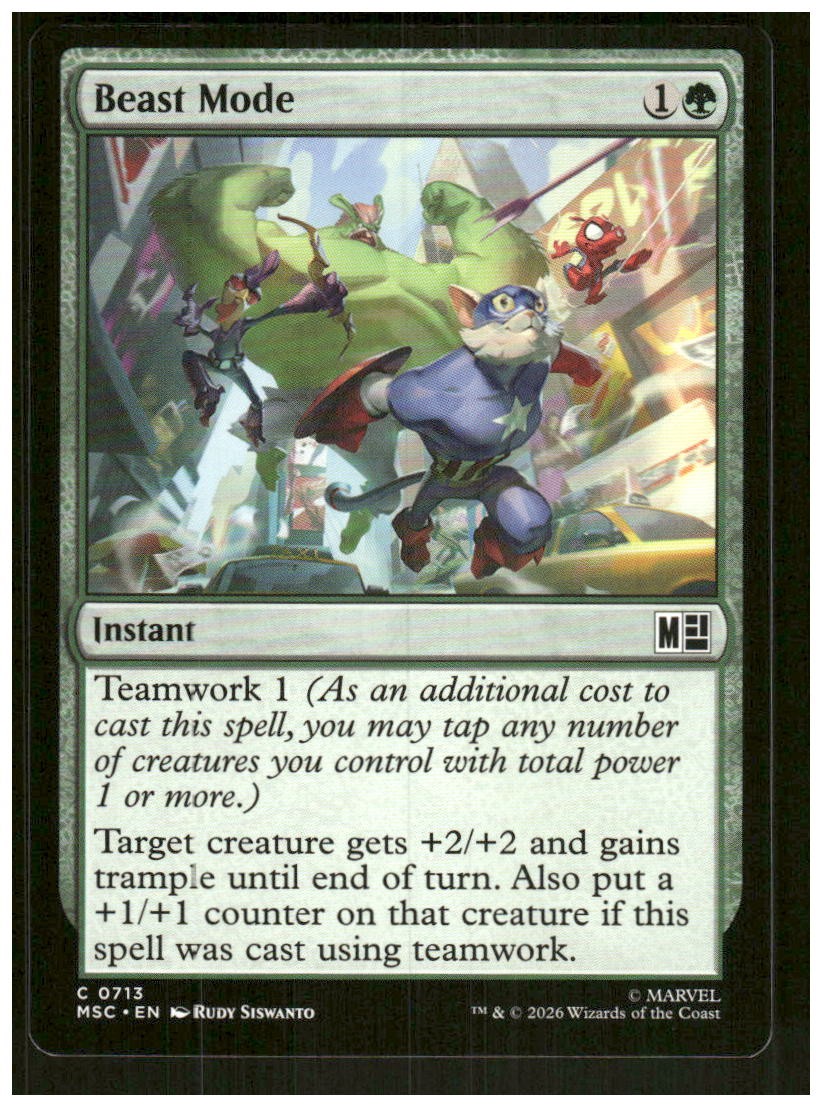 Beast Mode 713 Common Commander: Marvel Super Heroes Magic: The Gathering NM