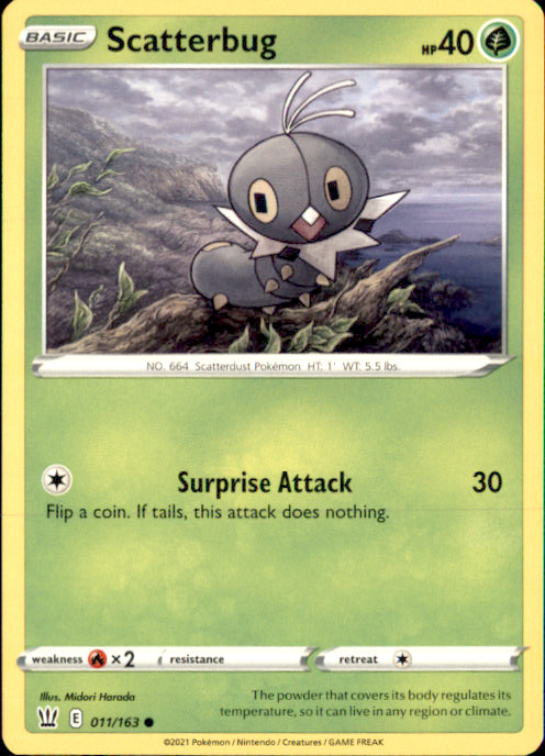 Scatterbug Common SWSH05: Battle Styles 011/163 NM Midori Harada 2021