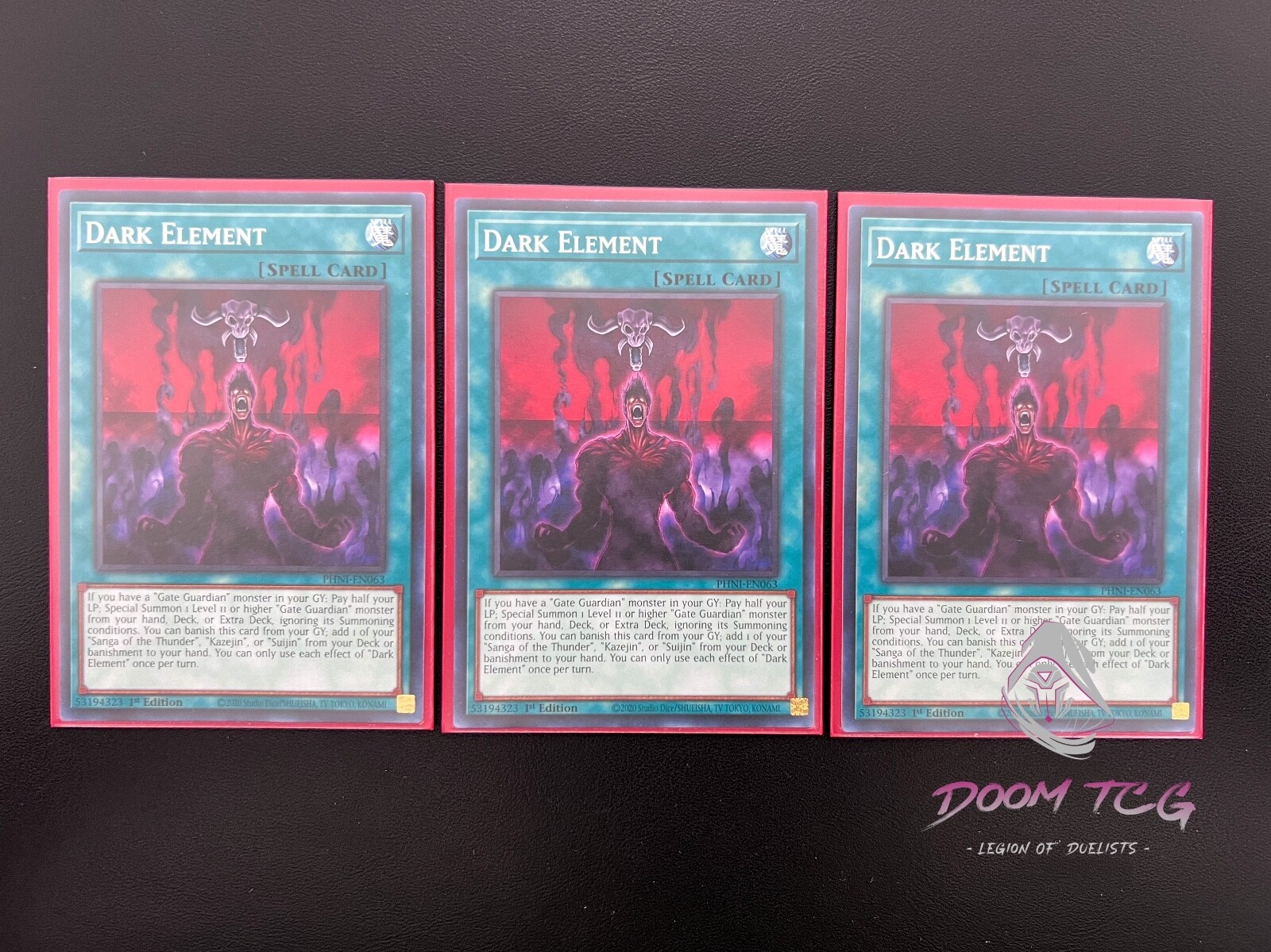 Yugioh! Dark Element PHNI-EN063 (Common) 1st Ed 3x