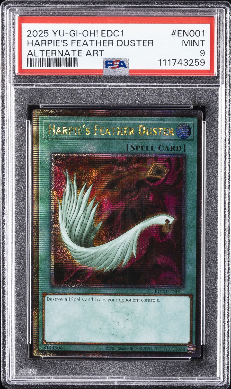 2025 YU-GI-OH! EDC1-EARLY DAYS COLL PROMO CARDS HARPIE’S FEATHER DUSTER PSA 9