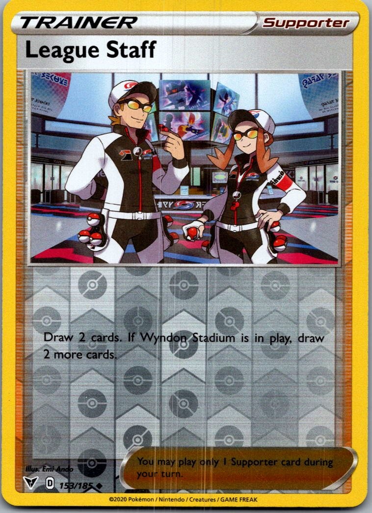 League Staff 153/185 Uncommon Vivid Voltage Pokemon Reverse Holo Near Mint