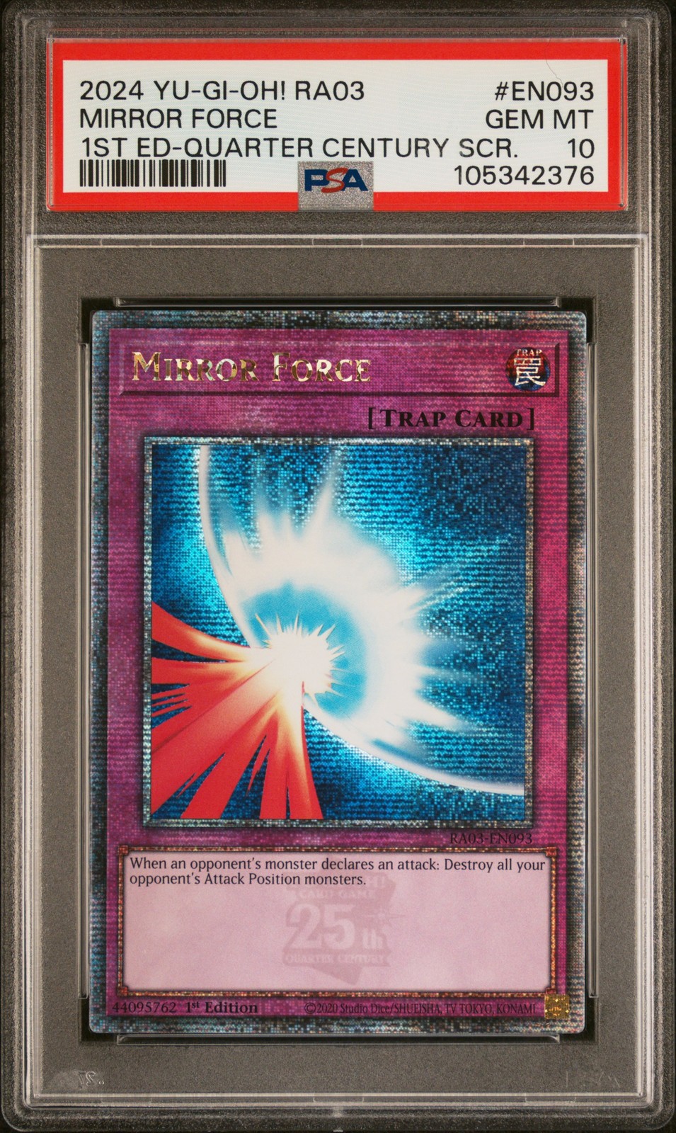 2024 YU-GI-OH! RA03-QUARTER CENTURY BONANZA #EN093 MIRROR FORCE PSA 10