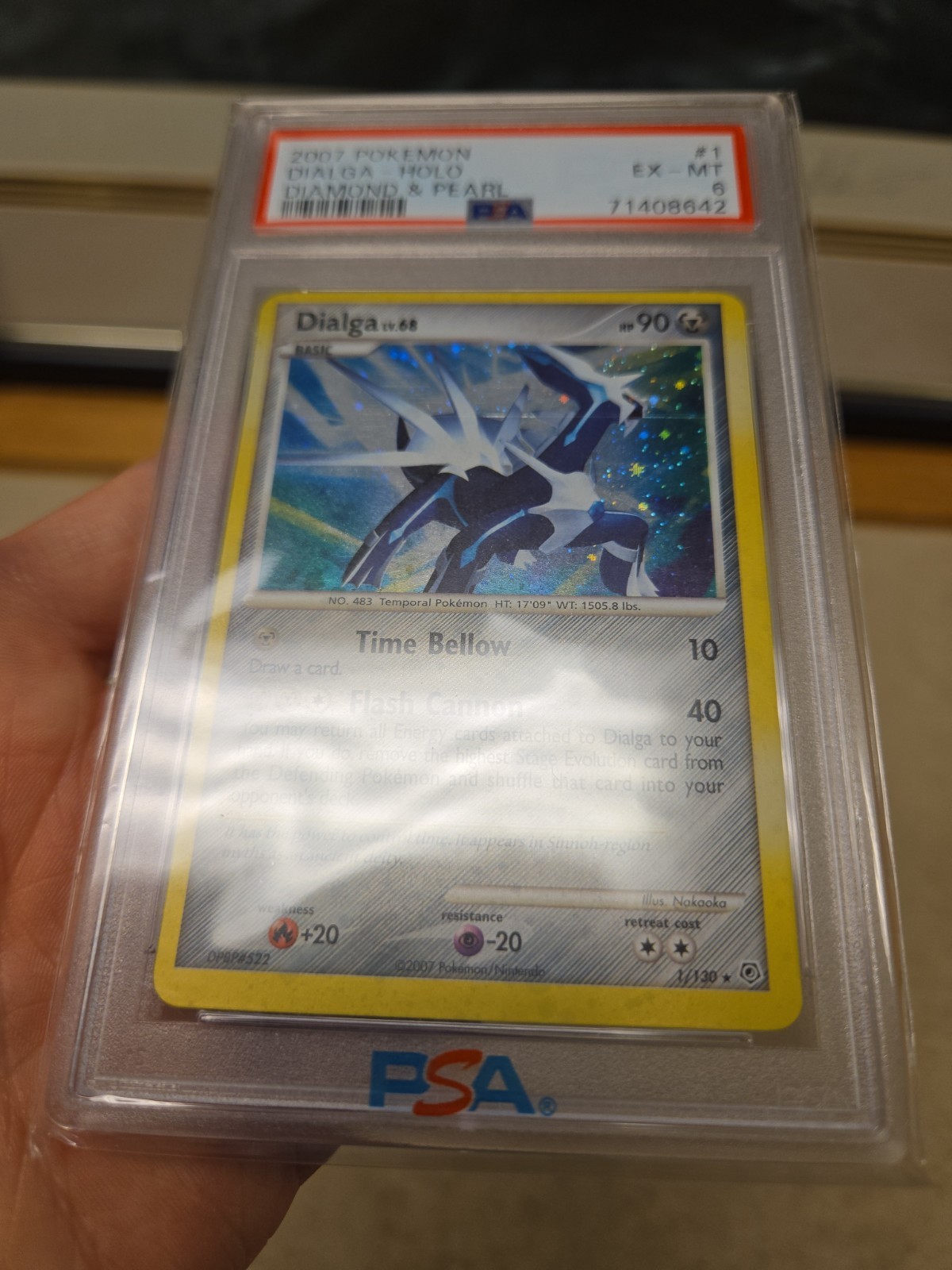 PSA 6 DIALGA #1 Partial SWIRL HOLO 2007 POKEMON DIAMOND & PEARL 1/130 Low Pop