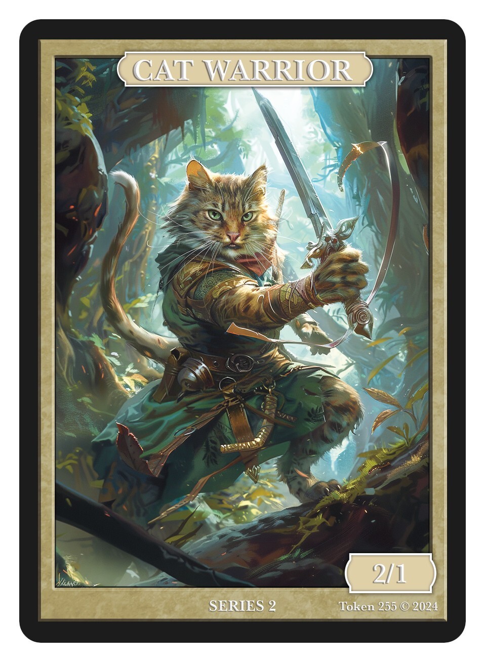 Cat Warrior Token Givememana Tokens Series 2 Magic the Gathering MTG