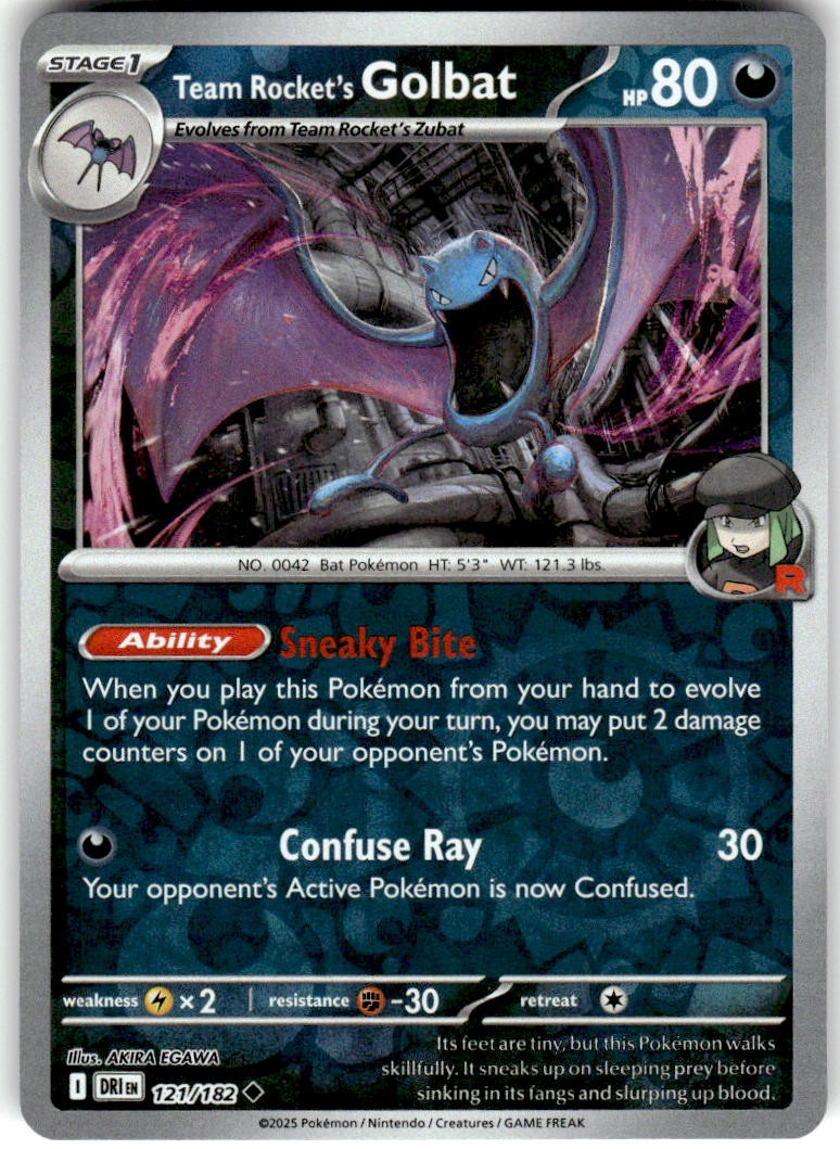 Team Rocket’s Golbat 121/182 Uncommon Destined Rivals Pokemon Reverse Holo NM/M