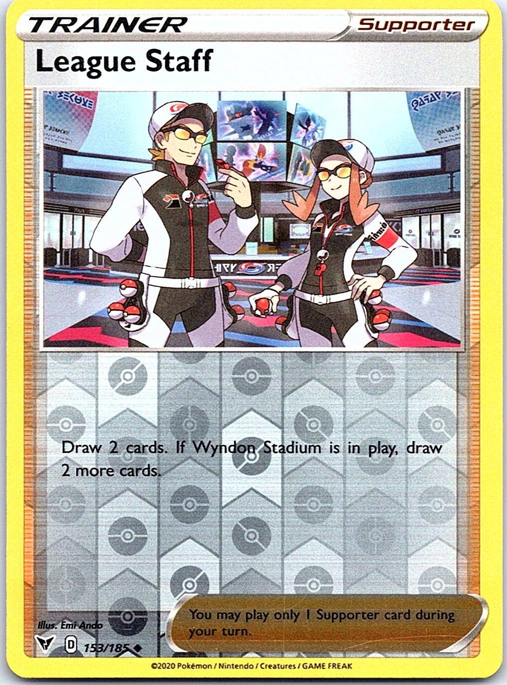 League Staff 153/185 Uncommon Vivid Voltage Pokemon Reverse Holo Near Mint